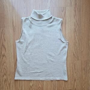 90s August Silk Gold Fleck Sleeveless Turtleneck – Petite Medium